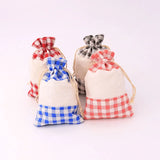 5pcs 13*18cm Printed Cotton Linen Drawstring Bags, Jewelry Grocery Storage