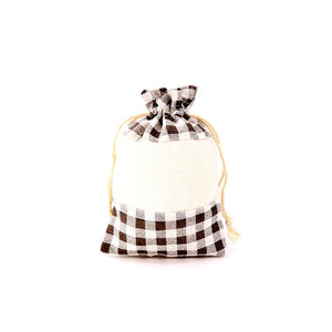 5pcs 13*18cm Printed Cotton Linen Drawstring Bags, Jewelry Grocery Storage