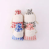5pcs 13*18cm Printed Cotton Linen Drawstring Bags, Jewelry Grocery Storage