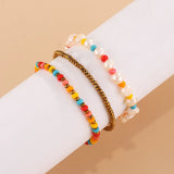 Fresh Water Pearl Seed Beads Bracelets Hematite Beaded Elastic Set 3 Pcs