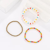 Fresh Water Pearl Seed Beads Bracelets Hematite Beaded Elastic Set 3 Pcs