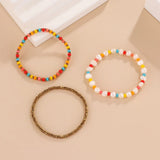 Fresh Water Pearl Seed Beads Bracelets Hematite Beaded Elastic Set 3 Pcs
