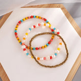 Fresh Water Pearl Seed Beads Bracelets Hematite Beaded Elastic Set 3 Pcs