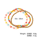 Fresh Water Pearl Seed Beads Bracelets Hematite Beaded Elastic Set 3 Pcs
