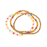 Fresh Water Pearl Seed Beads Bracelets Hematite Beaded Elastic Set 3 Pcs