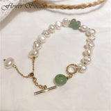 Baroque Freshwater Pearl Bracelet with Agate Stone