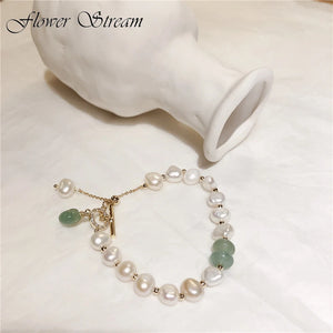 Baroque Freshwater Pearl Bracelet with Agate Stone