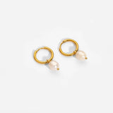 Freshwater Pearl Hoop Earrings Metal Dangle Accessories