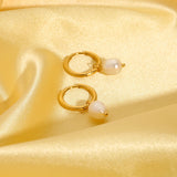 Freshwater Pearl Hoop Earrings Metal Dangle Accessories
