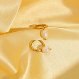 Freshwater Pearl Hoop Earrings Metal Dangle Accessories