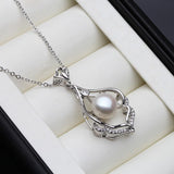 Freshwater Pearl Pendant Necklace 925 Sterling Silver Natural