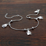 925 Sterling Silver Frog Pendant Anklet Leg Bracelet Foot Chain Boho Jewelry