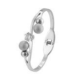 Stainless Steel CZ Ball Open Bracelet Love Wedding Bangle