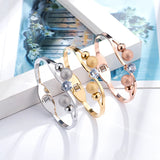 Stainless Steel CZ Ball Open Bracelet Love Wedding Bangle