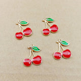 Cherry Charms 50pcs/Lot Red Enamel Alloy Earring Pendants Ornament Accessories