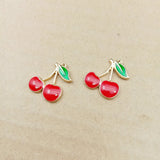 Cherry Charms 50pcs/Lot Red Enamel Alloy Earring Pendants Ornament Accessories