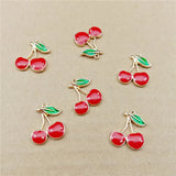 Cherry Charms 50pcs/Lot Red Enamel Alloy Earring Pendants Ornament Accessories