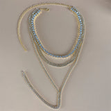 Multilayer Rhinestone Necklace Crystal Tassel Choker Party Jewelry