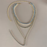 Multilayer Rhinestone Necklace Crystal Tassel Choker Party Jewelry