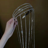 Rhinestone Headband with Long Tassel Crystal Hairpin