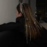 Rhinestone Headband with Long Tassel Crystal Hairpin