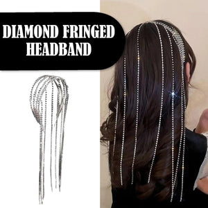 Rhinestone Headband with Long Tassel Crystal Hairpin