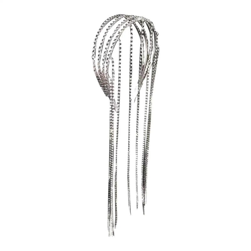 Rhinestone Headband with Long Tassel Crystal Hairpin