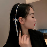 Full Rhinestone Headband Hair Women Tassel Crystal Headband Wedding Accessories