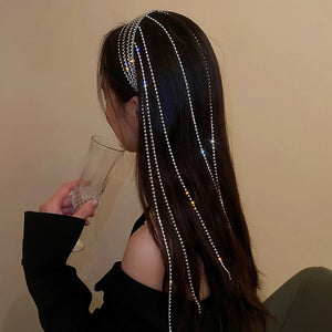 Rhinestone Headband with Tassel, Hair Accessories for Women