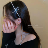 Full Rhinestone Headband Hair Women Tassel Crystal Headband Wedding Accessories