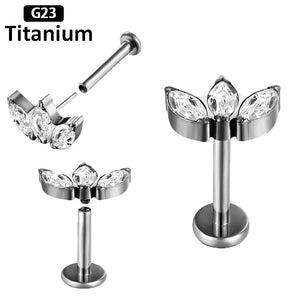 G23 Titanium CZ Labret Lip Ear Bar Cartilage Earrings Tragus Stud Piercing 16G