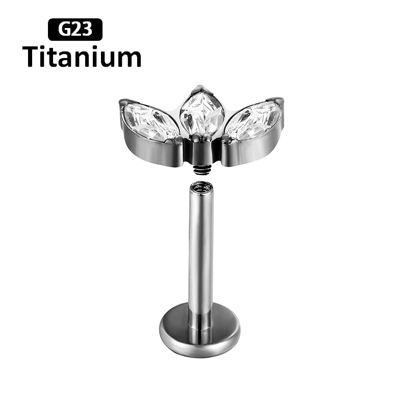 G23 Titanium CZ Labret Lip Ear Bar Cartilage Earrings Tragus Stud Piercing 16G