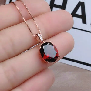 Garnet Pendant Clavicle Ruby Necklace Girls' Holiday Gift