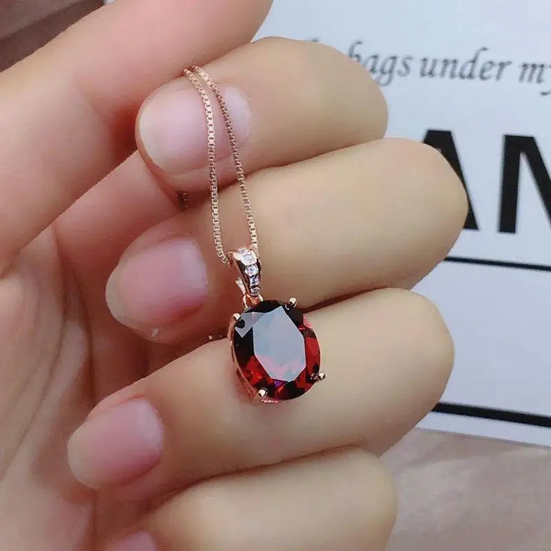 Garnet Pendant Clavicle Ruby Necklace Girls' Holiday Gift