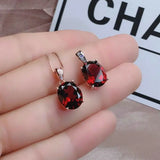 Garnet Pendant Ruby Necklace Girls' Holiday Gift Jewelry