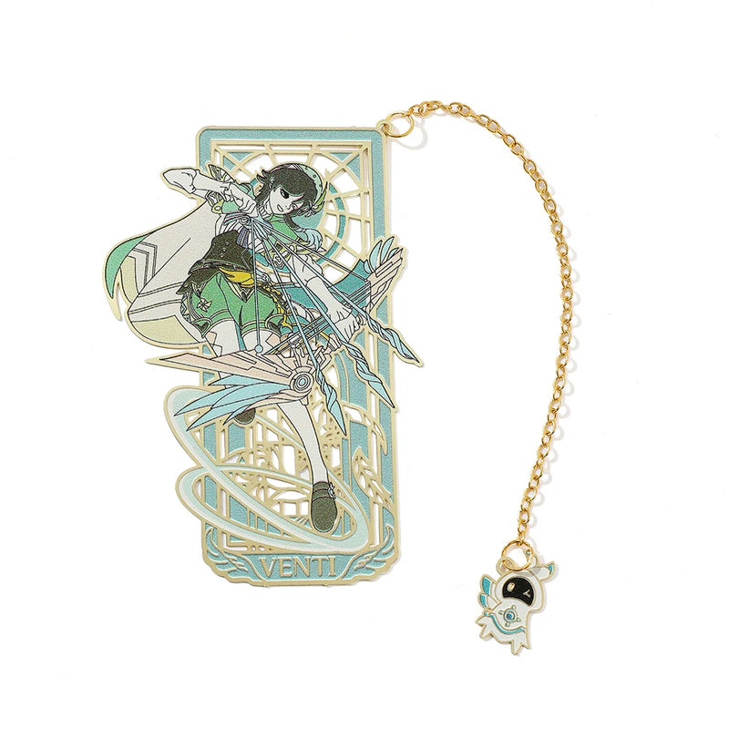 Genshin Impact Metal Bookmark Cosplay Vindy Barbatos Hollow Tassel Pendant