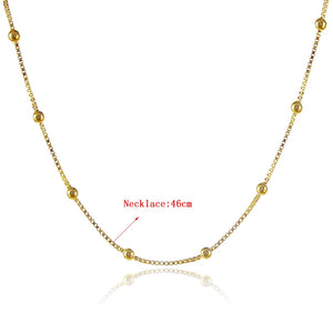 24K Necklace Plating 45CM Box Chain Beaded Necklace Short Chain