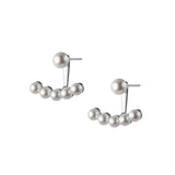 925 Sterling Silver Shell Pearls Back Hanging Earrings