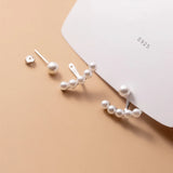 925 Sterling Silver Shell Pearls Back Hanging Earrings
