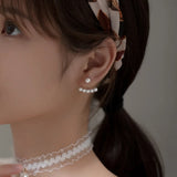 925 Sterling Silver Shell Pearls Back Hanging Earrings