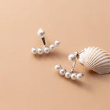 925 Sterling Silver Shell Pearls Back Hanging Earrings