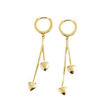 925 Silver Double Bohemian Tassel Heart Drop Earrings for Women
