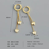 925 Silver Double Bohemian Tassel Heart Drop Earrings for Women