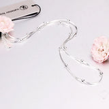 925 Silver Snake Chain Choker Necklace Round Bead Short Chain Fine Jewelry
