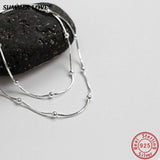 925 Silver Snake Chain Choker Necklace Round Bead Short Chain Fine Jewelry