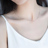 925 Silver Snake Chain Choker Necklace Round Bead Short Chain Fine Jewelry