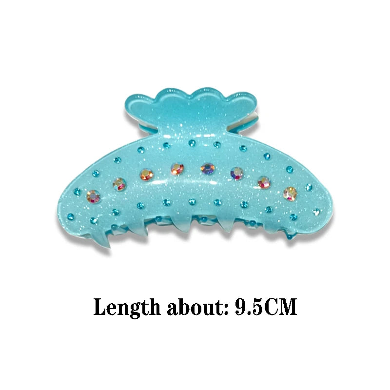 Acetate Rhinestone Hair Claw Vintage Hair Clip Pink
