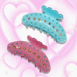 Acetate Rhinestone Hair Claw Vintage Hair Clip Pink