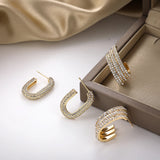 Geometric Circle Chunky Hoop Earrings with Zircon Crystals