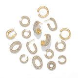 Geometric Circle Chunky Hoop Earrings with Zircon Crystals